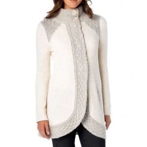 PrAna Angelic Duster Oatmeal 2 Button Mohair Wool Blend Cardigan Women’s Medium